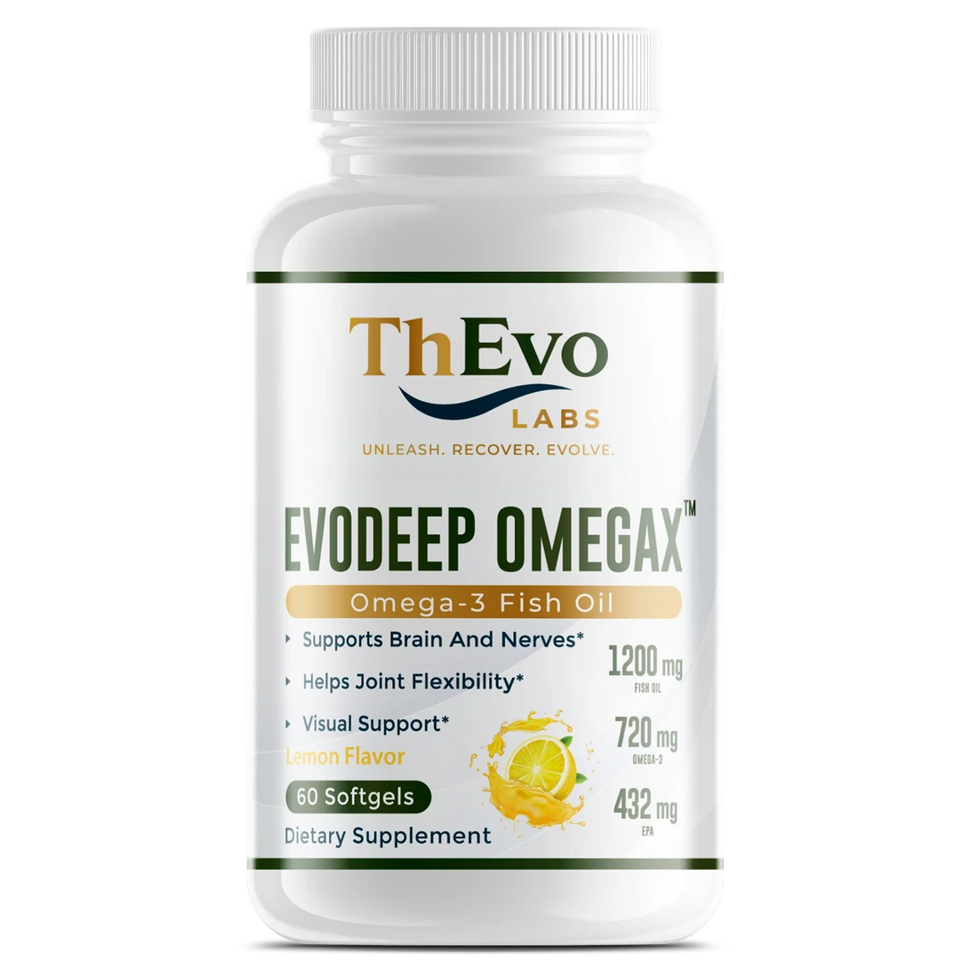 Evodeep Omegax omega-3 fish oil softgels by ThEvo LABS, 1,200 mg fish oil with 720 mg omega-3