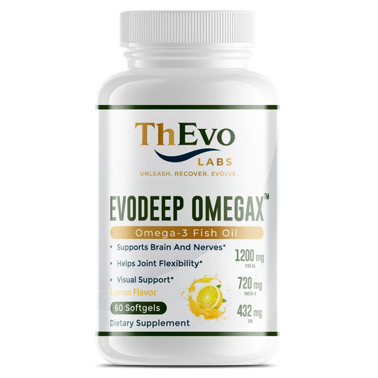 Evodeep Omegax omega-3 fish oil softgels by ThEvo LABS, 1,200 mg fish oil with 720 mg omega-3