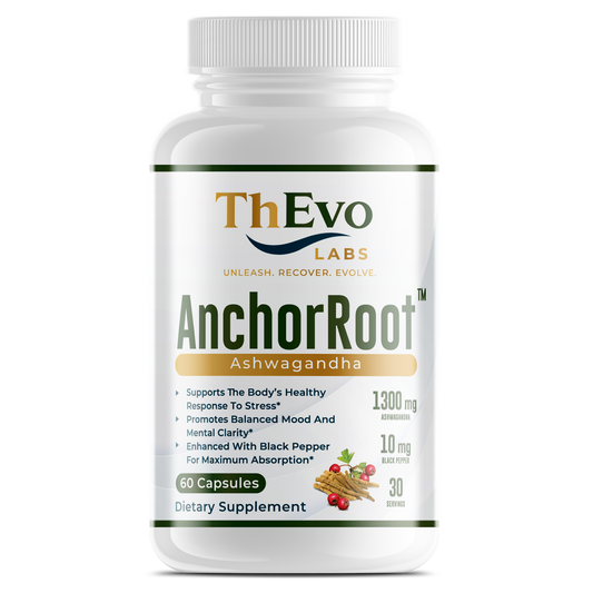 AnchorRoot™ ashwagandha and black pepper supplement, 60 capsules, by ThEvo LABS