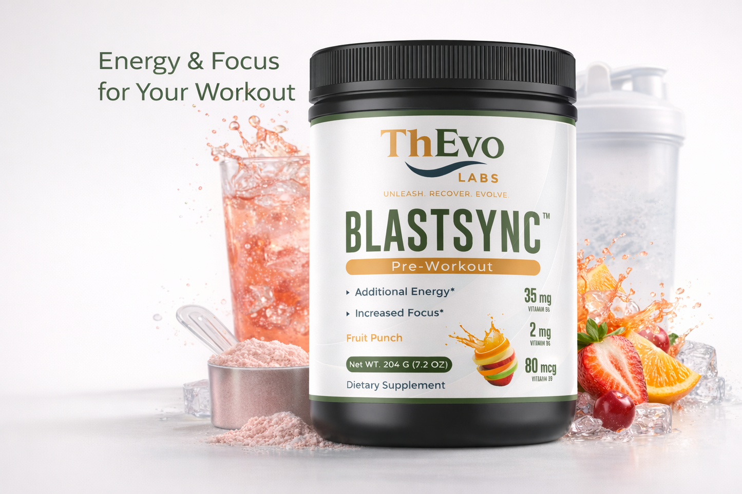 Blastsync™ Fruit Punch Pre-Workout Powder