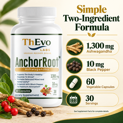 AnchorRoot ashwagandha 1300 mg and black pepper 10 mg formula