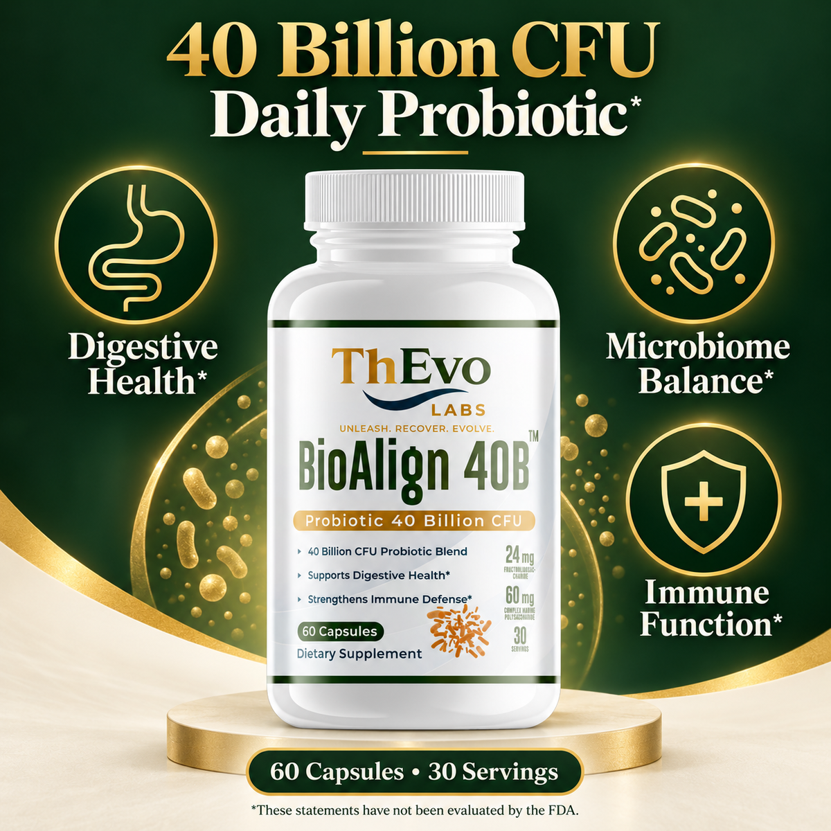 BioAlign 40B probiotic formula, 40 billion CFU per serving and 60 capsules