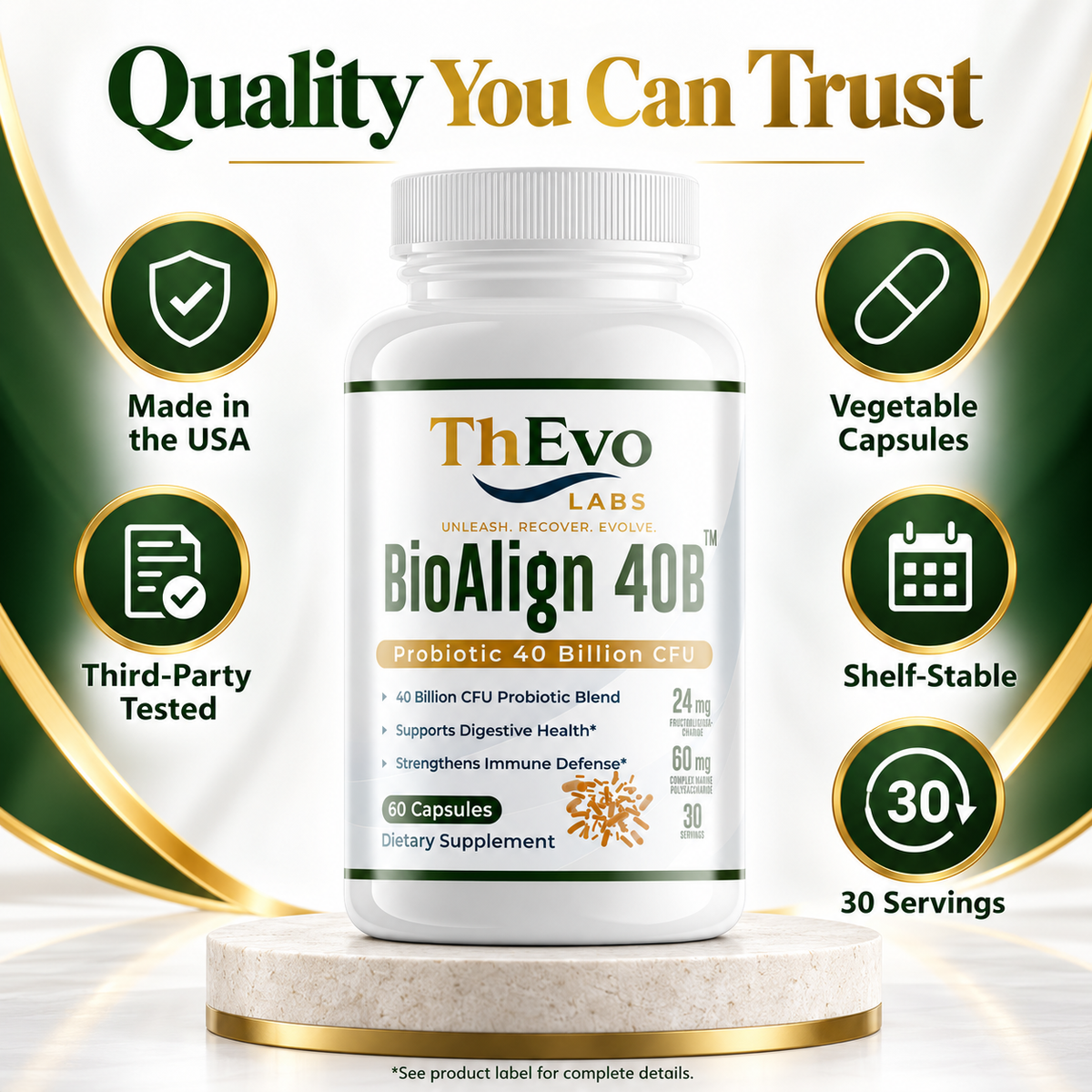 BioAlign 40B quality standards and shelf-stable vegetable capsules