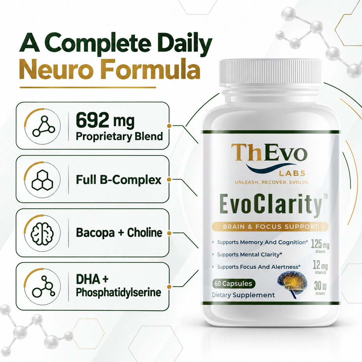 EvoClarity formula with vitamins, minerals and 692 mg proprietary blend
