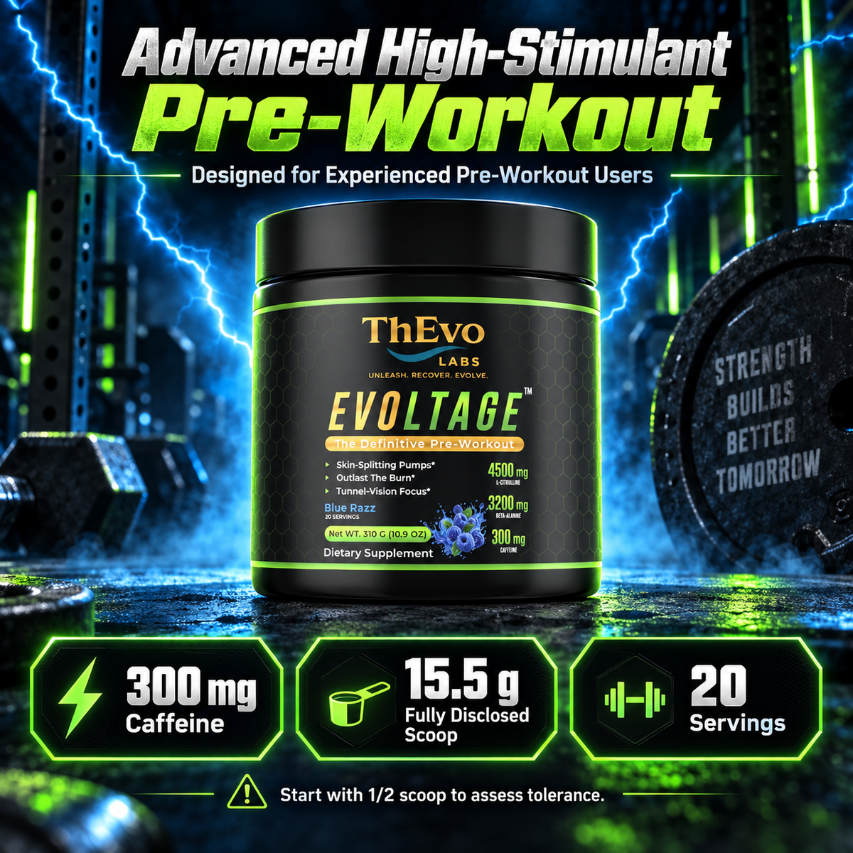 Evoltage Blue Razz pre-workout information for experienced users