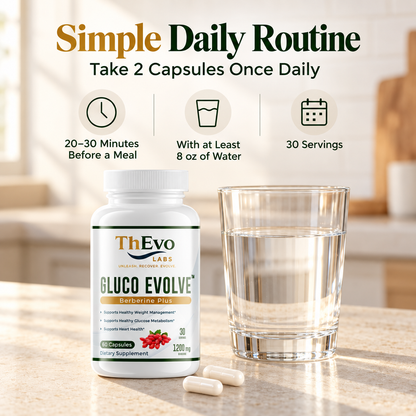How to use Gluco Evolve: take two capsules once daily before a meal with water