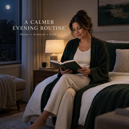 Woman reading during a calm evening wind-down routine