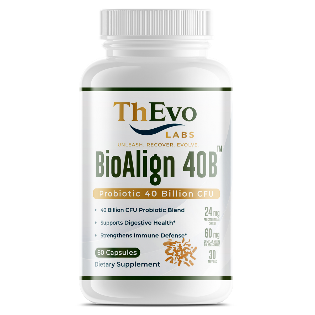 BioAlign 40B Probiotic 40 Billion CFU capsules bottle, 30 servings, by ThEvo LABS