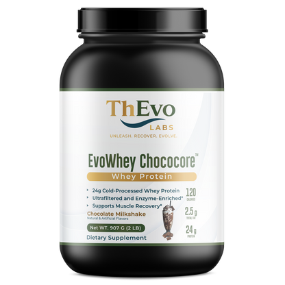 EvoWhey ChocoCore Chocolate Milkshake Whey Protein tub, 28 servings, by ThEvo LABS