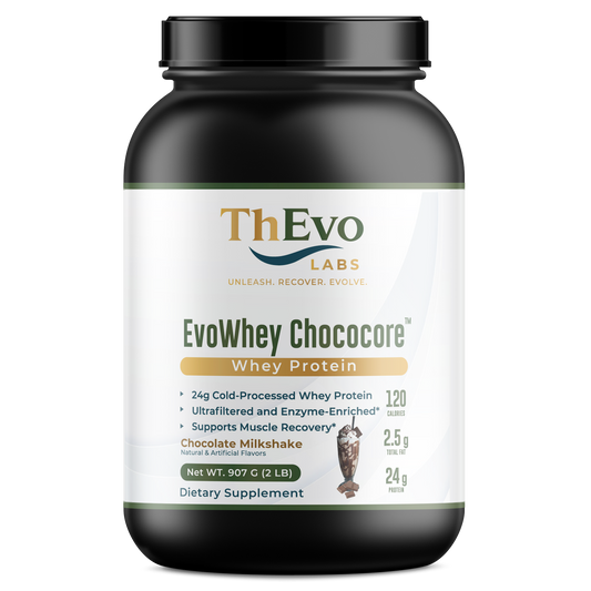 EvoWhey ChocoCore Chocolate Milkshake Whey Protein tub, 28 servings, by ThEvo LABS
