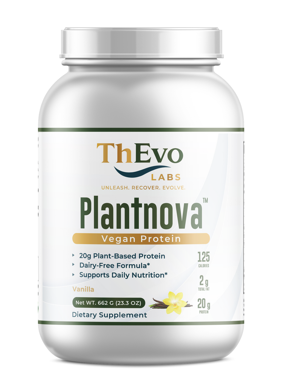Plantnova Vegan Protein Smooth Vanilla tub, 20 servings, by ThEvo LABS